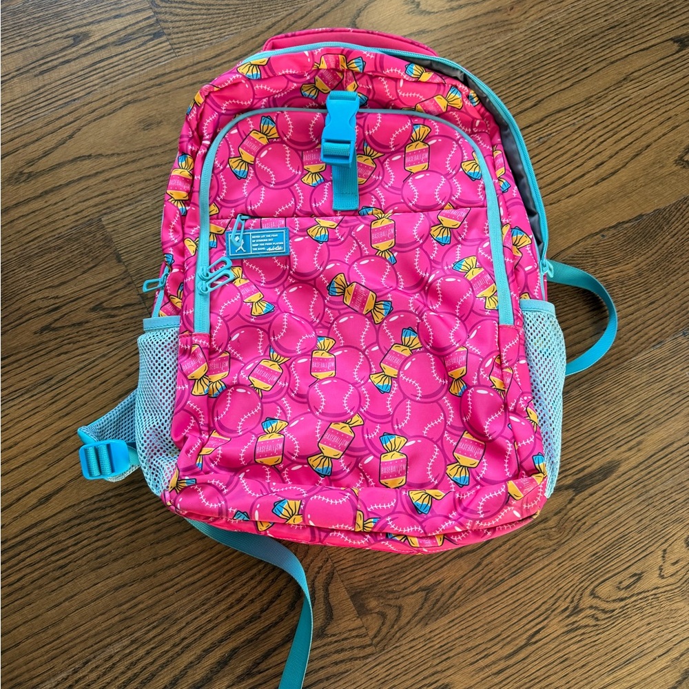 Pink Kids Backpack with Candy Print